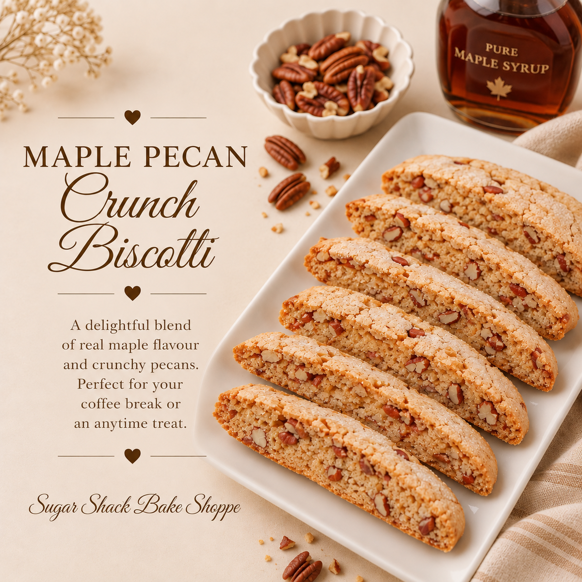 Maple Pecan Crunch Biscotti