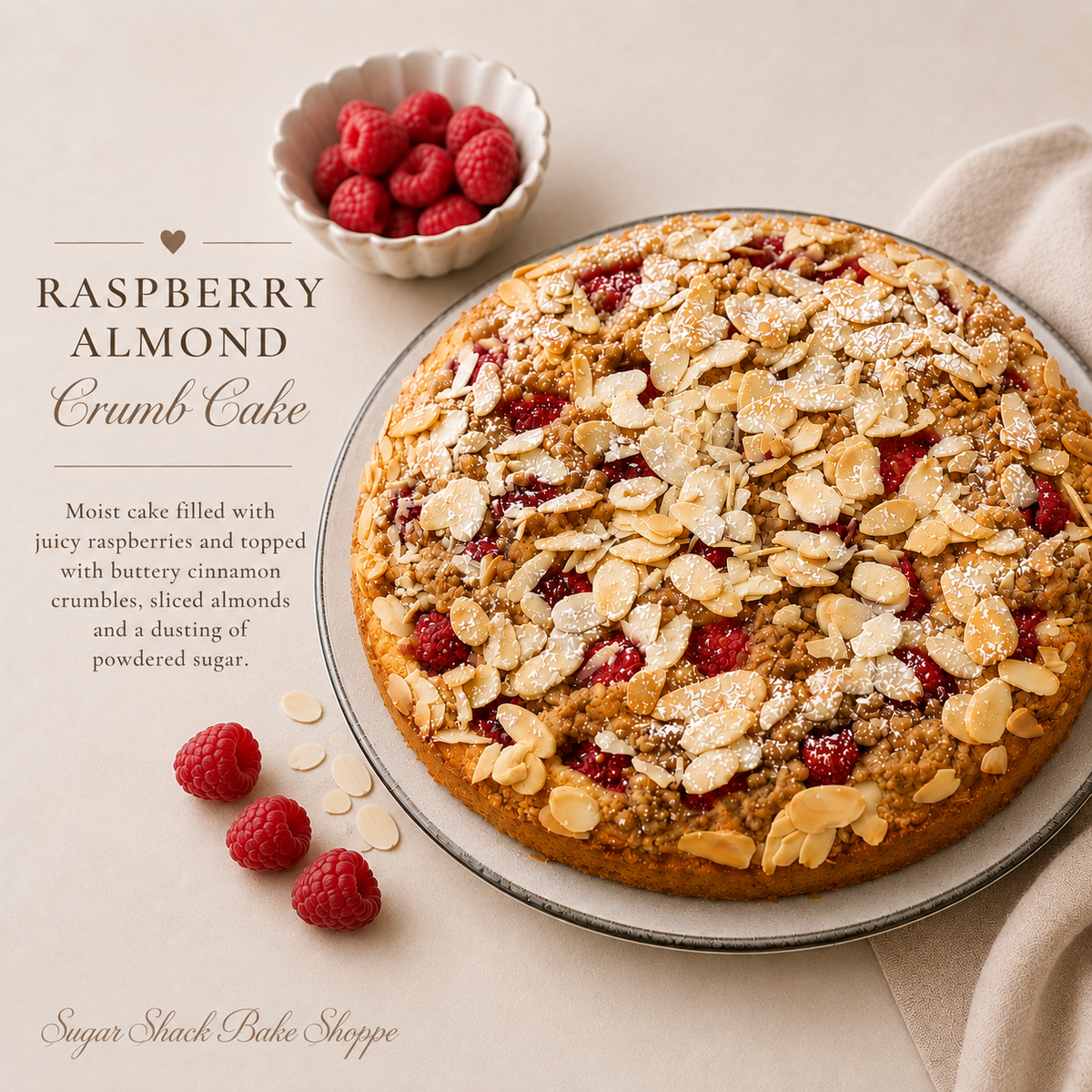 Raspberry Almond Crumb Cake